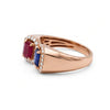 0.26 CT Octagon Cut Ruby & Blue Sapphire Diamond Ring