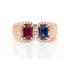 0.26 CT Octagon Cut Ruby & Blue Sapphire Diamond Ring