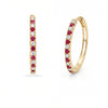 0.33 CT Alternating Ruby and Round Cut Diamond Hoop Earring
