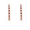 0.33 CT Alternating Ruby and Round Cut Diamond Hoop Earring