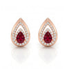 0.40 CT Pear Shape Ruby Diamond Earring