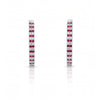 0.84 CT Two Layer Alternating Ruby and Round Cut Diamond Hoop Earring