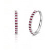 0.84 CT Two Layer Alternating Ruby and Round Cut Diamond Hoop Earring