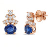 1.01 CT Sapphire Oval Cut and Crown Cluster Diamond Drop Earring