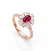 1.42 CT Ruby Oval Cut Cluster Halo Ring with Multi Shape Diamonds