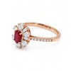 1.42 CT Ruby Oval Cut Cluster Halo Ring with Multi Shape Diamonds