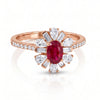 1.42 CT Ruby Oval Cut Cluster Halo Ring with Multi Shape Diamonds