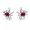 2.13 CT Asymmetric Burma Ruby Oval Cut Diamond Stud Earring
