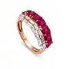 2.59 CT Baguette and Ruby Oval Cut Multi Row Diamond Ring