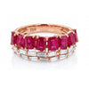 2.59 CT Baguette and Ruby Oval Cut Multi Row Diamond Ring