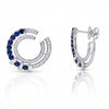 2.30 CT Sapphire Oval Cut and Round & Baguette Diamond Hoop Earring