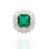 7.24 CT Emerald Octagon Cut Halo Ring with Pear Diamonds