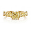 9 CT Cushion Cut Yellow Diamond Ring