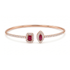1.34 CT Ruby Octagon & Ruby Marquise Cut Open Diamond Bangle