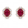 2.22 CT Ruby Oval Cut and Round Cut Diamond Stud Earring