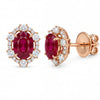 2.22 CT Ruby Oval Cut and Round Cut Diamond Stud Earring