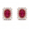 1.96 CT Ruby Octagon Cut and Round Cut Diamond Earring