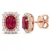 1.96 CT Ruby Octagon Cut and Round Cut Diamond Earring