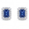 1.55 CT Sapphire Octagon Cut and Round Cut Diamond Stud Earring