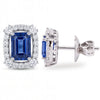 1.55 CT Sapphire Octagon Cut and Round Cut Diamond Stud Earring