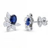 1.95 CT Sapphire Oval Cut and Pear & Marquise Cut Diamond Stud Earring