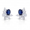 1.95 CT Sapphire Oval Cut and Pear & Marquise Cut Diamond Stud Earring