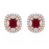 2.33 CT Ruby Octagon Cut and Marquise & Round Diamond Stud Earring