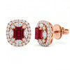 2.33 CT Ruby Octagon Cut and Marquise & Round Diamond Stud Earring