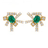 1.52 CT Emerald Octagon Cut and Round Cut Diamond Asymmetric Earring