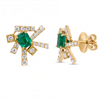 1.52 CT Emerald Octagon Cut and Round Cut Diamond Asymmetric Earring