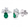 1.53 CT Emerald Pear Cut Cluster Diamond Earring