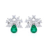 1.63 CT Emerald Pear Cut Multi Shape Diamond Cluster Earring