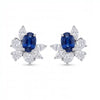 2.23 CT Sapphire Oval Cut Diamond Cluster Earring
