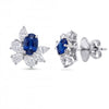 2.23 CT Sapphire Oval Cut Diamond Cluster Earring