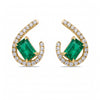 1.59 CT Emerald Octagon Cut and Round Cut Diamond Swirl Earring