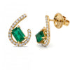 1.59 CT Emerald Octagon Cut and Round Cut Diamond Swirl Earring