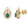 1.01 CT Tear Drop Shaped Emerald Pear Cut Diamond Earring