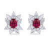 5.25 CT Ruby Oval Cut Diamond Cluster Earring