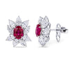 5.25 CT Ruby Oval Cut Diamond Cluster Earring