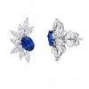 3.64 CT Sapphire Oval Cut Asymmetric Diamond Cluster Earring
