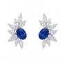 3.64 CT Sapphire Oval Cut Asymmetric Diamond Cluster Earring