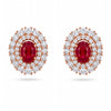 2.47 CT Ruby Oval Cut and Round Diamond Stud Earring