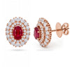 2.47 CT Ruby Oval Cut and Round Diamond Stud Earring