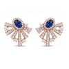 3.08 CT Sapphire Oval Cut and Round Cut Diamond Drop Earring