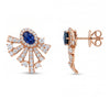 3.08 CT Sapphire Oval Cut and Round Cut Diamond Drop Earring