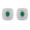 2.58 CT Emerald Oval Cut Double Halo Stud Earring