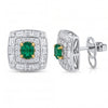 2.58 CT Emerald Oval Cut Double Halo Stud Earring