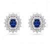 3.22 CT Sapphire Oval Cut Diamond Cluster Stud Earring