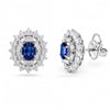 3.22 CT Sapphire Oval Cut Diamond Cluster Stud Earring