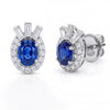 1.64 CT Sapphire Oval Cut and Round & Baguette Cut Diamond Stud Earring